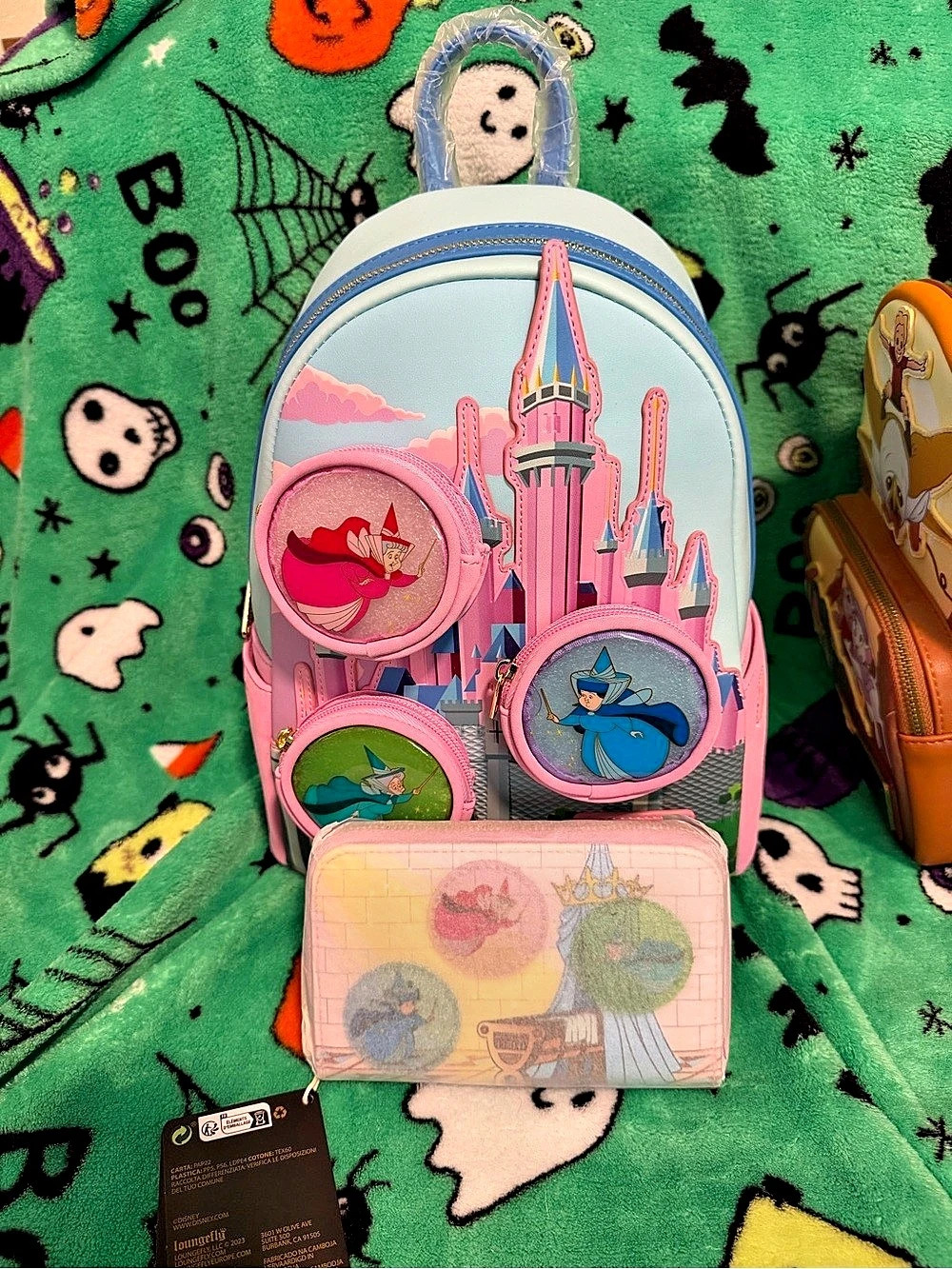 Disney Princess Backpack with Pouch in Pink & Blue NWT